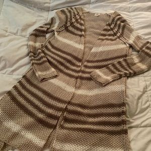 O’Neill Tan Striped Long Knit Cardigan